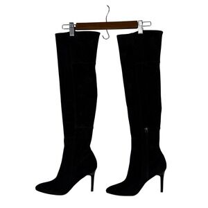 Over the Knee High Heel Boots Womens Pointed Toe Suede Leather